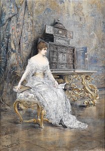 Joszi Arpad Koppay Bildnis einer jungen Frau mit Notenblatt 1892
