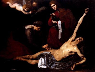 José de Ribera - St Sebastian Tended by the Holy Women - WGA19371