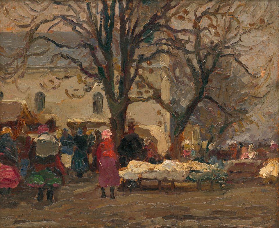 Jozef Theodor Mousson - Na trhu pred kostolom - O 1125 - East Slovak Gallery