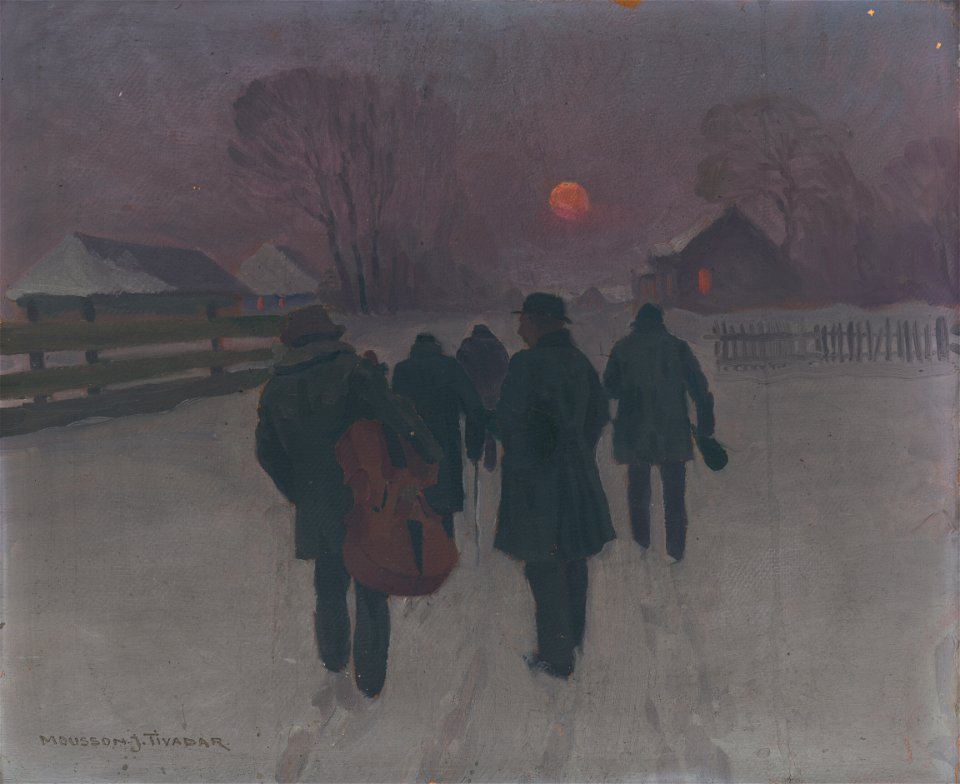 Jozef Theodor Mousson - Muzikanti sa vracajú nad ránom zasneženou krajinou - O 5106 - Slovak National Gallery