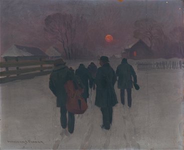 Jozef Theodor Mousson - Muzikanti sa vracajú nad ránom zasneženou krajinou - O 5106 - Slovak National Gallery
