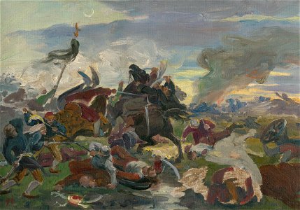 Jozef Hanula - Smrť Tomoryho v Moháčskej bitke - O 489 - Slovak National Gallery