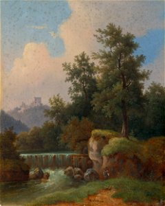 Jozef Jonáš - Landscape with Castle and Dam - O 77 - Slovak National Gallery