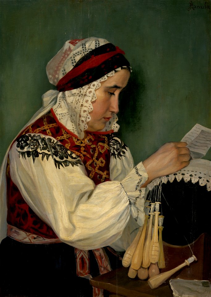 Jozef Hanula - List z Ameriky. Čítajúca čipkárka - O 846 - Slovak National Gallery