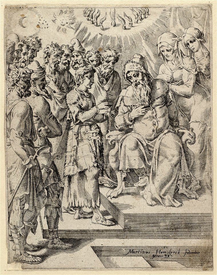 Jozef vertelt zijn dromen aan zijn Vader (Genesis 375-10), NL-HlmNHA 1477 53008570