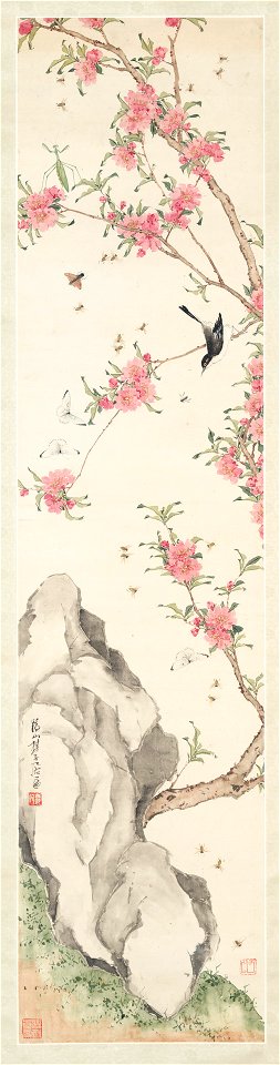 Ju Lian - Bird, Insects, and Peach Blossom - 2000.125.11 - Yale University Art Gallery