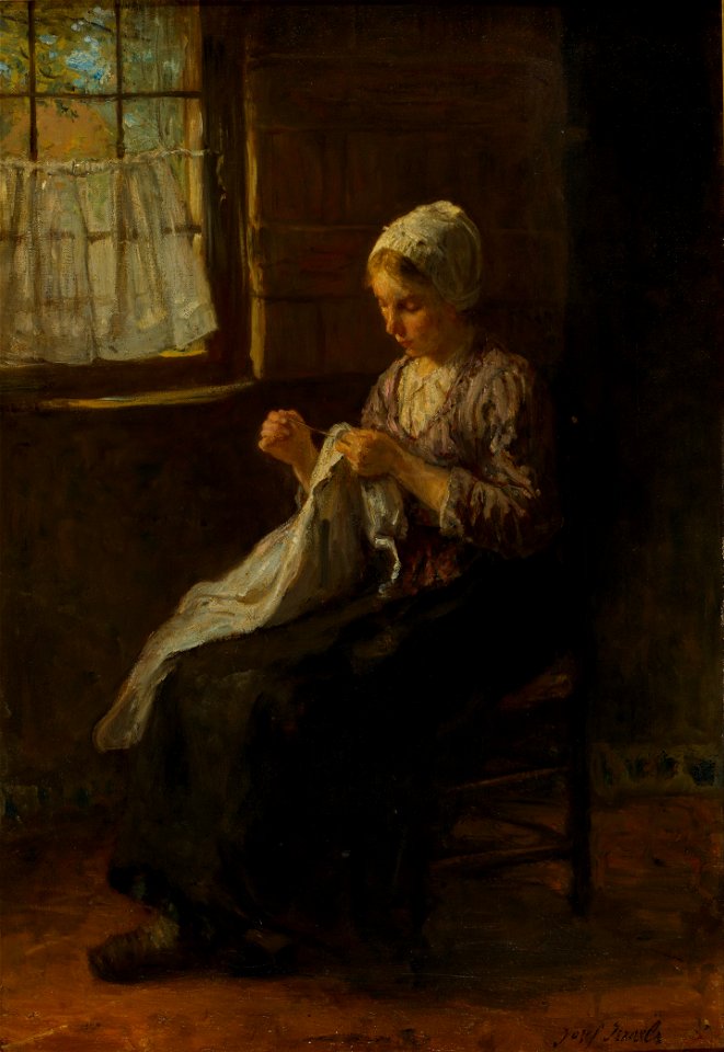 Jozef Israëls - The young seamstress - Google Art Project