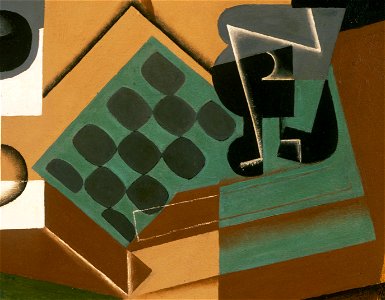 Juan Gris, 1917, Chessboard, Glass, and Dish, Philadelphia Museum of Art (detail). Free illustration for personal and commercial use.