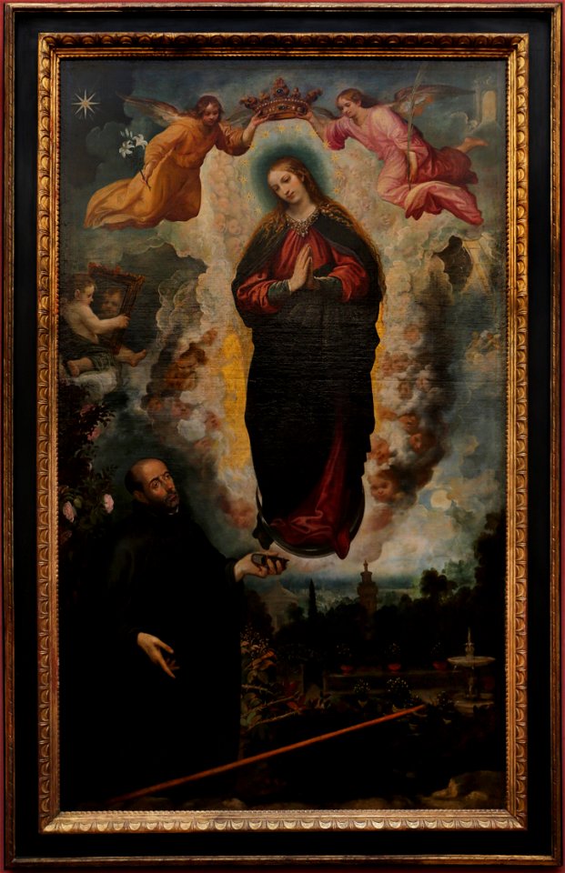 Juan de las roelas, immacolata concezione adorata da padre fernando de mata, 1600-10 ca