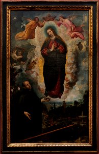 Juan de las roelas, immacolata concezione adorata da padre fernando de mata, 1600-10 ca
