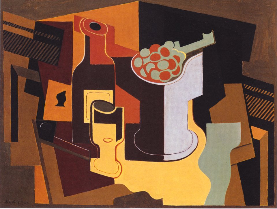 Juan Gris - Flasche und Obstschale