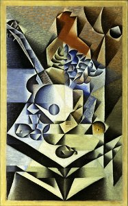 Juan Gris, 1912, Still Life with Flowers, oil on canvas, 112.1 x 70.2 cm, Museum of Modern Art. Free illustration for personal and commercial use.