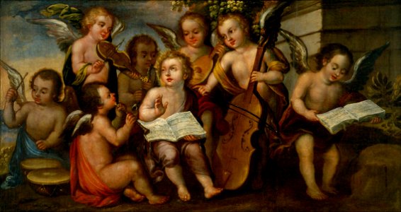 Juan Correa - The Infant Jesús with Angelic Musicians - Google Art Project. Free illustration for personal and commercial use.