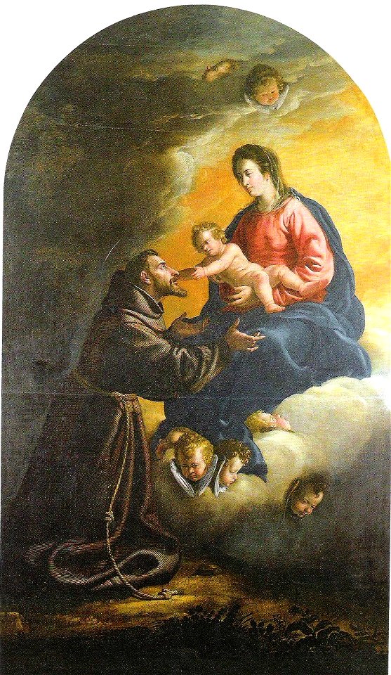 Juan van der Hamen y León - Die Jungfrau präsentiert das Christuskind dem Heiligen Franziskus