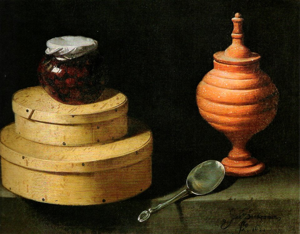Juan van der Hamen y León - Schachteln und Glas mit Süßigkeiten