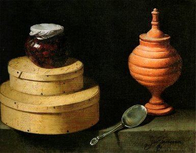 Juan van der Hamen y León - Schachteln und Glas mit Süßigkeiten