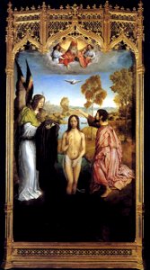 Juan de Flandes - The Baptism of Christ - WGA12036. Free illustration for personal and commercial use.