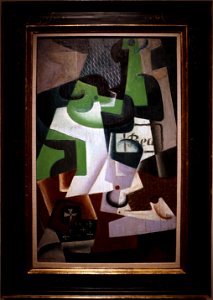 Juan gris, bottiglia di baeune e compostiera, 1917. Free illustration for personal and commercial use.