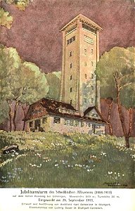 Jubiläumsturm des SAV auf dem Roßberg (AK Hauller & Wiest Stgt 1913)