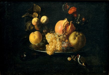Juan de Zurbarán - Still Life with Fruit and Goldfinch - Google Art Project