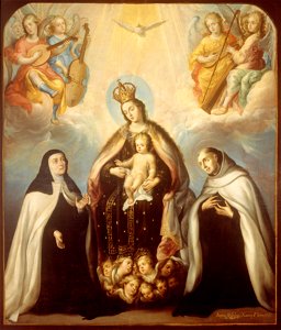 Juan Rodríguez Juárez - The Virgin of the Carmen with Saint Theresa and Saint John of the Cross - Google Art Project. Free illustration for personal and commercial use.