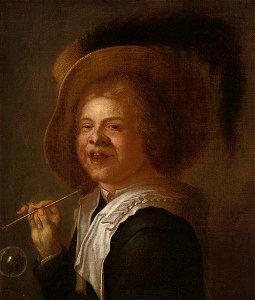 Judith Leyster - A boy blowing bubbles. Free illustration for personal and commercial use.