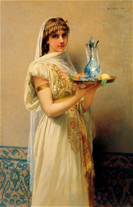 JULES LEFEBVRE - Sirvienta (Pera Museum, fin. s. XIX. Óleo sobre lienzo, 128 x 82.5 cm)