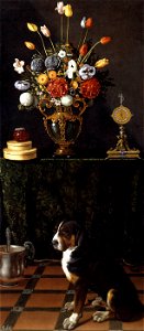 Juan van der Hamen - Still Life with Flowers and a Dog - WGA11192