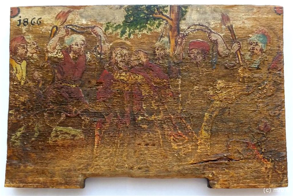 Juda izda Jezusa s poljubom (panjska končnica, 1876)