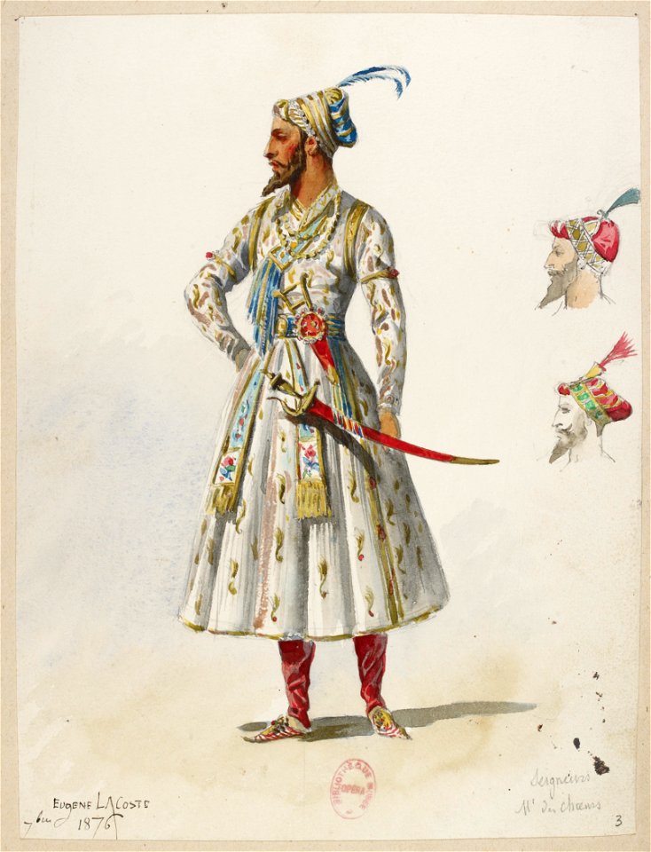 Jules Massenet - Le roi de Lahore - costume design by Eugène Lacoste 03 - 3. Seigneurs, M. des choeurs