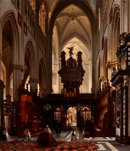 Jules Victor Genisson - Interieur van de Sint-Salvatorkathedraal te Brugge