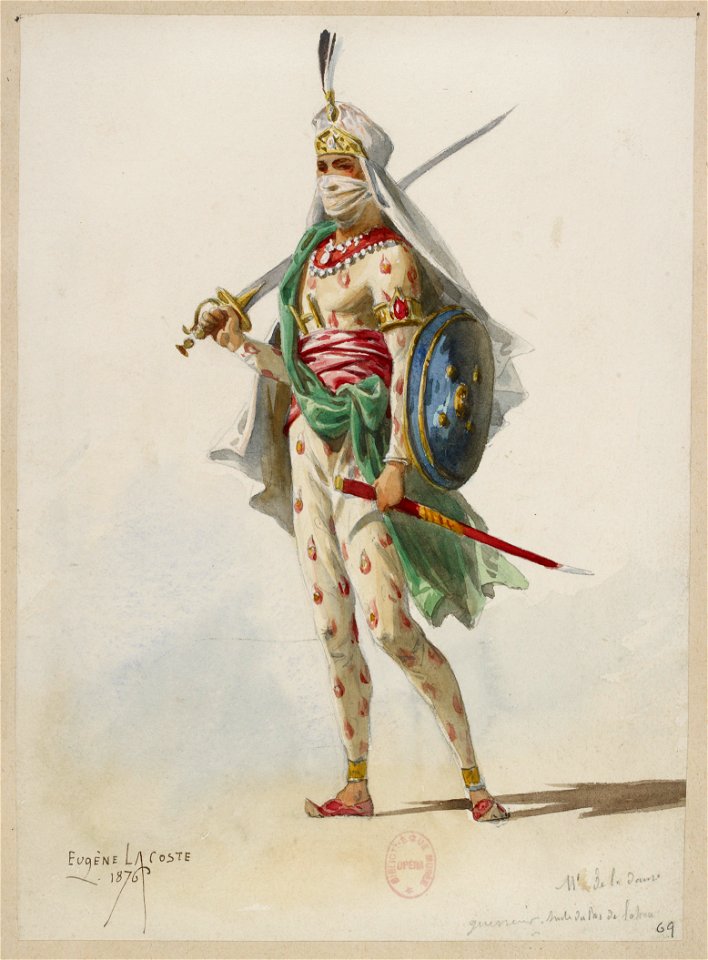 Jules Massenet - Le roi de Lahore - costume design by Eugène Lacoste 75 - 69. M. de la danse, guerrier, suite du roi de Lahore
