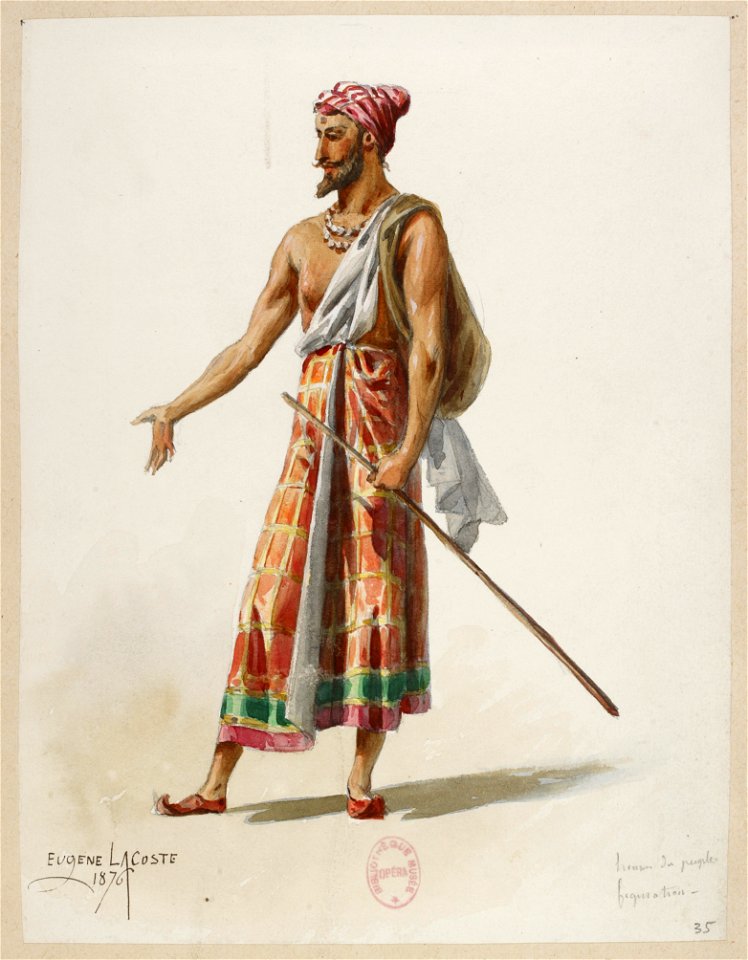 Jules Massenet - Le roi de Lahore - costume design by Eugène Lacoste 35 - 35. Homme du peuple, figuration