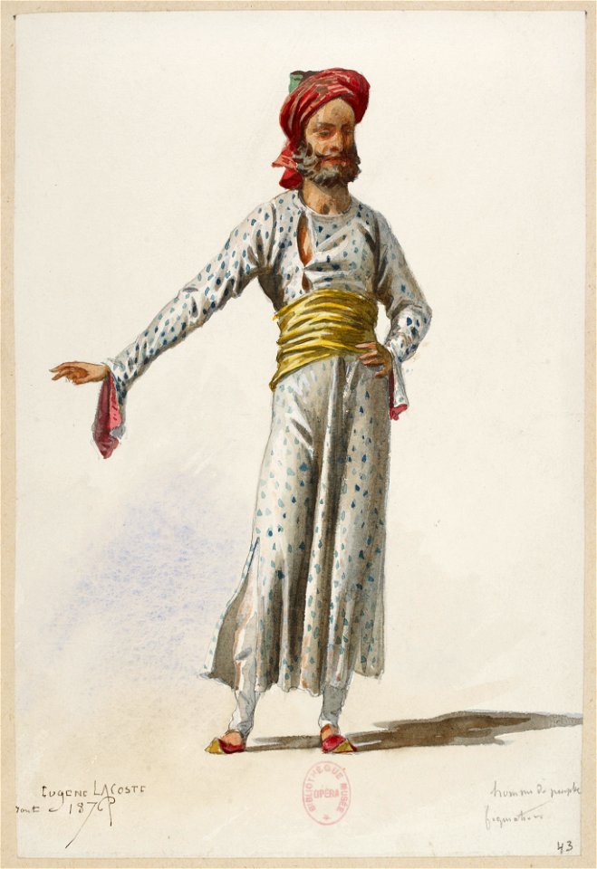 Jules Massenet - Le roi de Lahore - costume design by Eugène Lacoste 43 - 43. Homme du peuple, figuration