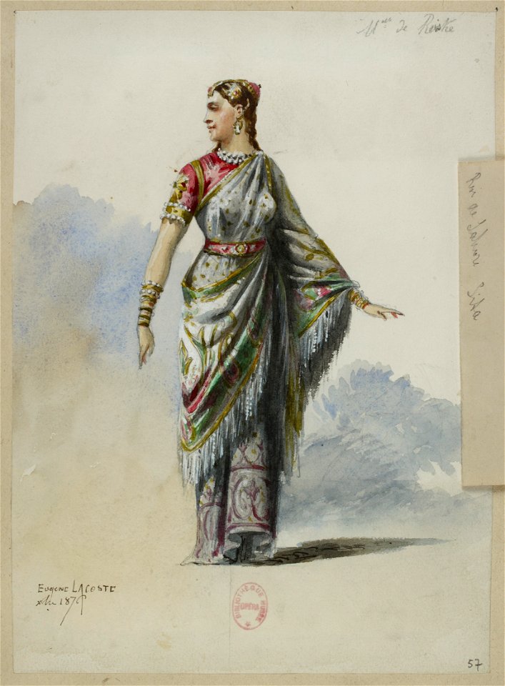 Jules Massenet - Le roi de Lahore - costume design by Eugène Lacoste 63 - 57. Roi de Lahore, Sita, Mme de Reszké sans collette; Sans collette