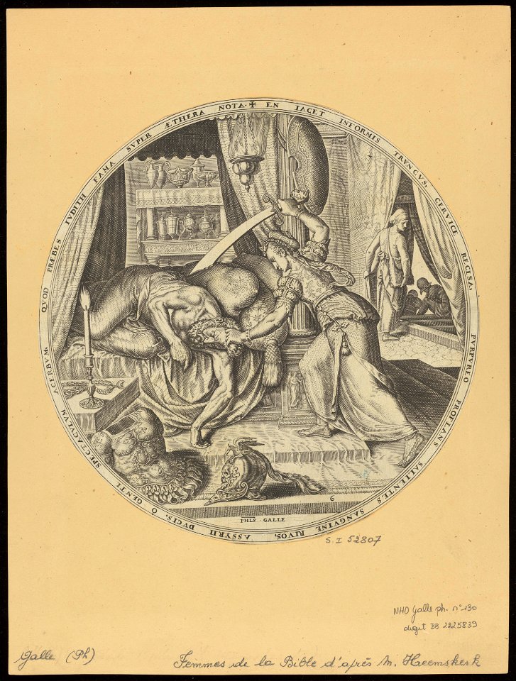 Judith Slaying Holofernes 1569 print by Maarten van Heemskerck, S.I 52807, Prints Department, Royal Library of Belgium
