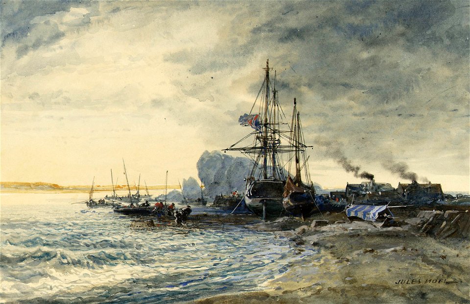 Jules achille noel Bateau de pêche sur la grève