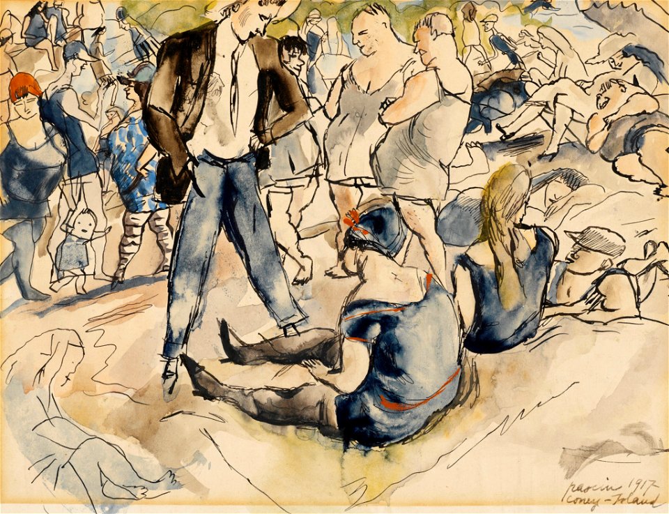 Jules Pascin - Figures on Beach, Coney Island - BF625 - Barnes Foundation