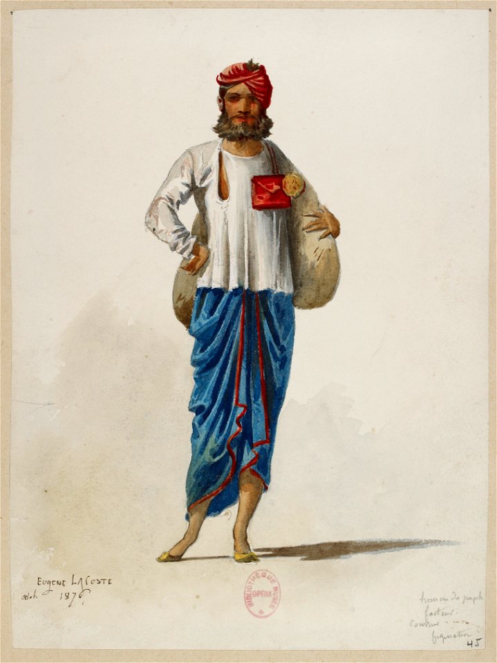 Jules Massenet - Le roi de Lahore - costume design by Eugène Lacoste 45 - 45. Homme du peuple, figuration