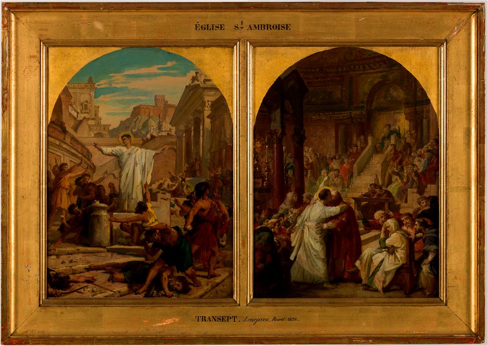 Jules Eugène Lenepveu - Esquisse pour l'église Saint-Ambroise , saint Augustin, au conseil de Carthage, réconcilie les catho - PPP4774 - Musée des Beaux-Arts de la ville de Paris