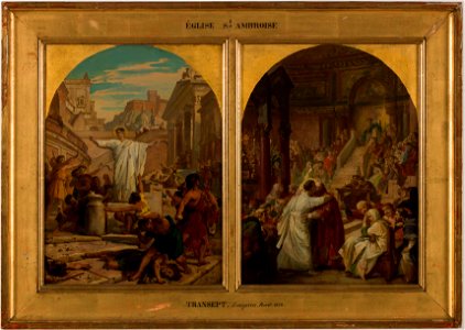 Jules Eugène Lenepveu - Esquisse pour l'église Saint-Ambroise , saint Augustin, au conseil de Carthage, réconcilie les catho - PPP4774 - Musée des Beaux-Arts de la ville de Paris