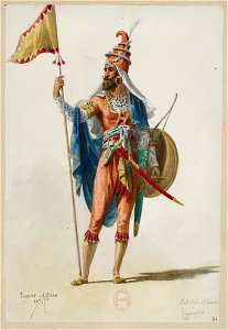 Jules Massenet - Le roi de Lahore - costume design by Eugène Lacoste 77 - 71. Peloton, 13 hommes, figuration