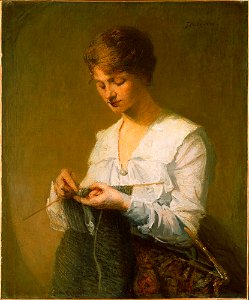 Julian Alden Weir - Knitting for Soldiers - Google Art Project