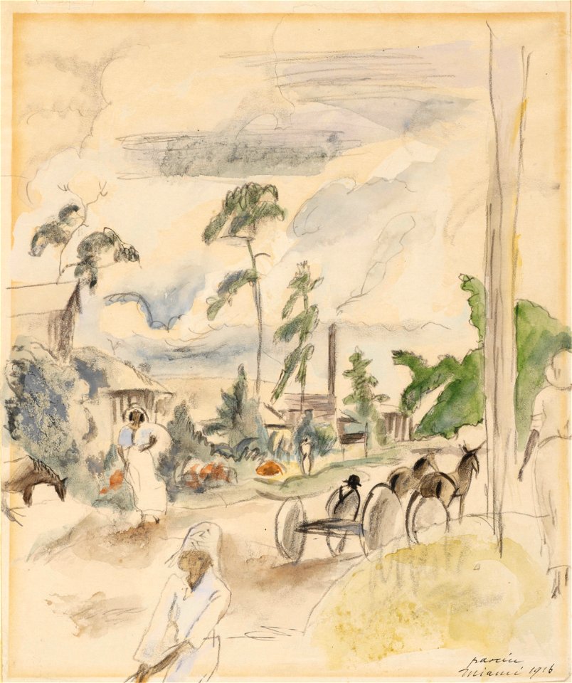 Jules Pascin - Landscape with Figures, Miami - BF1135 - Barnes Foundation
