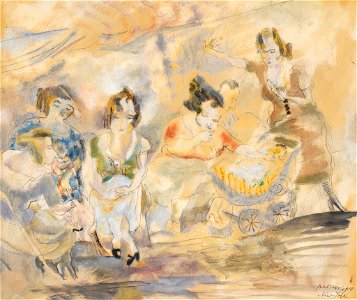 Jules Pascin - Woman with Baby Carriage - BF628 - Barnes Foundation
