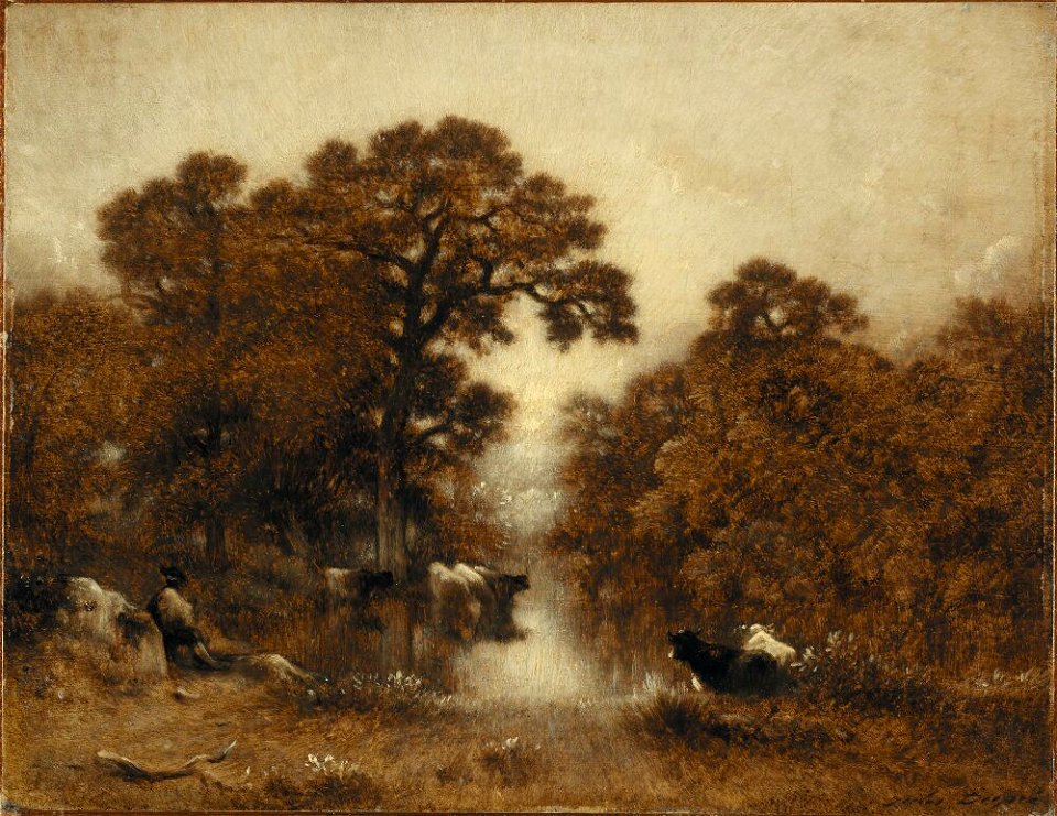Jules Dupré - Cows at a Watering Pool - NM 1584 - Nationalmuseum