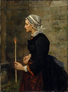 Jules Breton - Femme avec une bougie fine