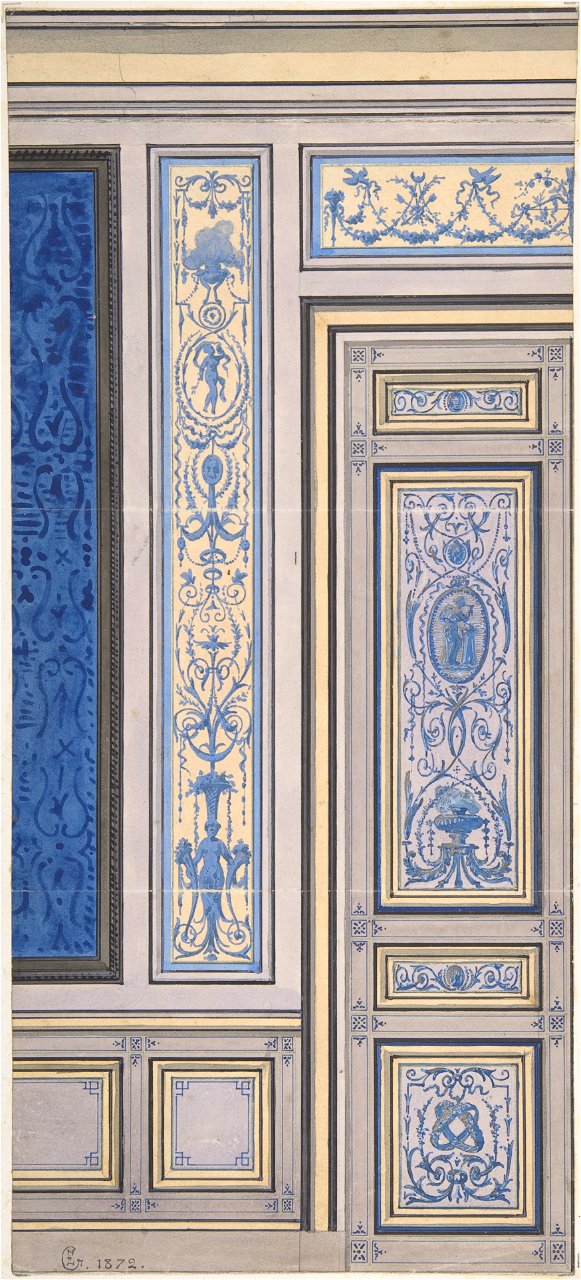 Jules-Edmond-Charles Lachaise, Design for Wall, Hôtel de Beaujon, Paris, 1872