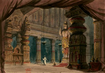 Jules Massenet - Le roi de Lahore - Acte V, tableau 1 (acte IV, tableau 2), Intérieur du sanctuaire d'Indra - esquisse de décor, Philippe Chaperon 1876
