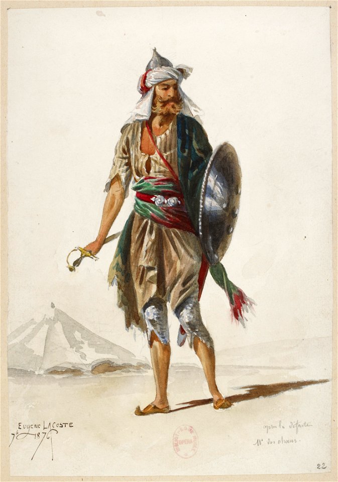 Jules Massenet - Le roi de Lahore - costume design by Eugène Lacoste 22 - 22. Après la défaite, M. des choeurs